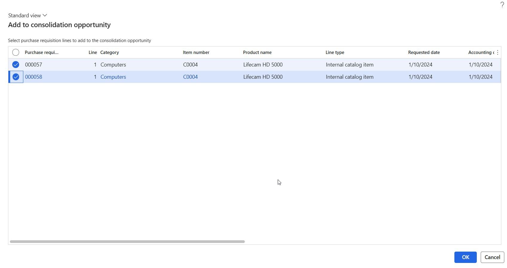 Dynamics 365 Purchase Requisition Consolidation Opportunities