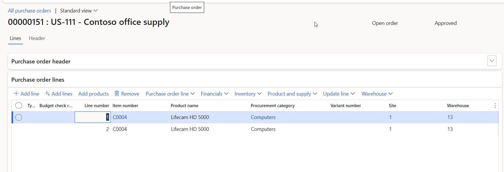 Dynamics 365 Purchase Requisition Consolidation Results