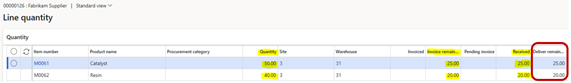 Microsoft Dynamics 365 FO Cancel Delivery Remainder Line Quantity