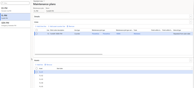 Microsoft Dynamics 365FO Asset Management Maintenance Plans-1