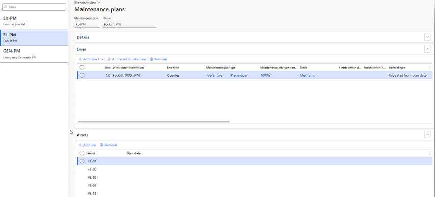 Microsoft Dynamics 365FO Asset Management Maintenance Plans-1