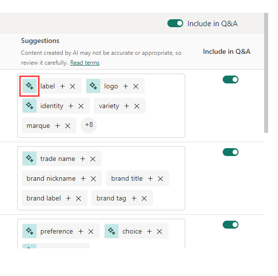 Microsoft PowerBI Copilot Suggestions